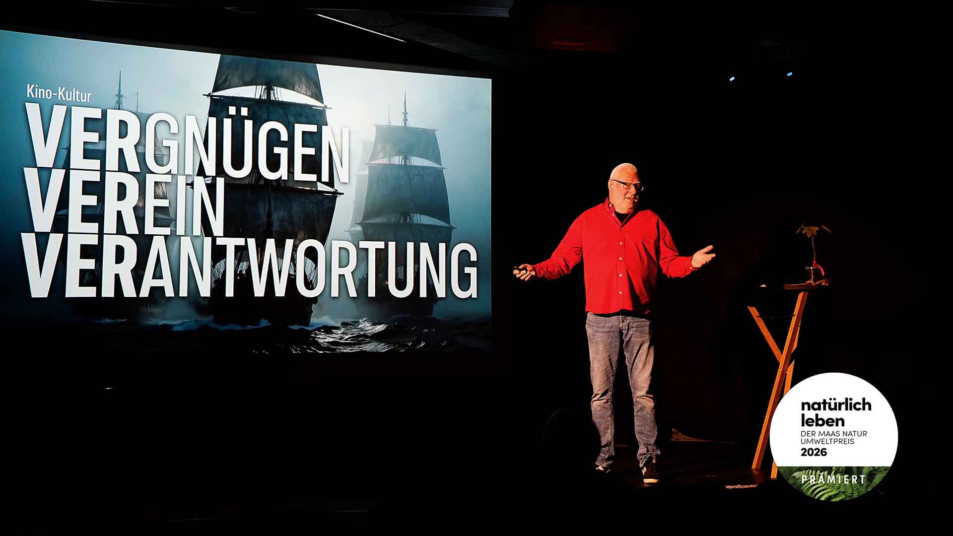 Konzeptentwickler Edgar Wilkening zum Thema Verantwortung, die im Verein übernommen wird, während des Festakts zum Maas Natur Umweltpreis 2026