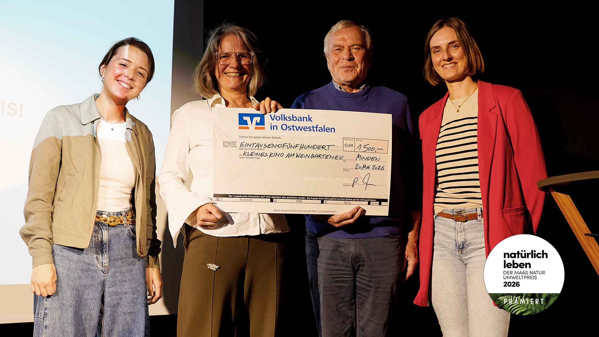 Offizielle Preisverleihung und Scheckübergabe an Kino-Macherin Astrid Engel bei der Umweltpreis-Gala zum Maas Natur