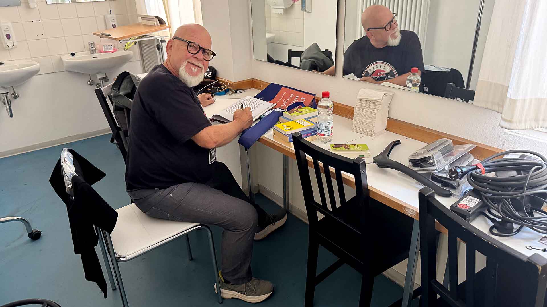 Bernd Gieseking in der Künstler-Kabine